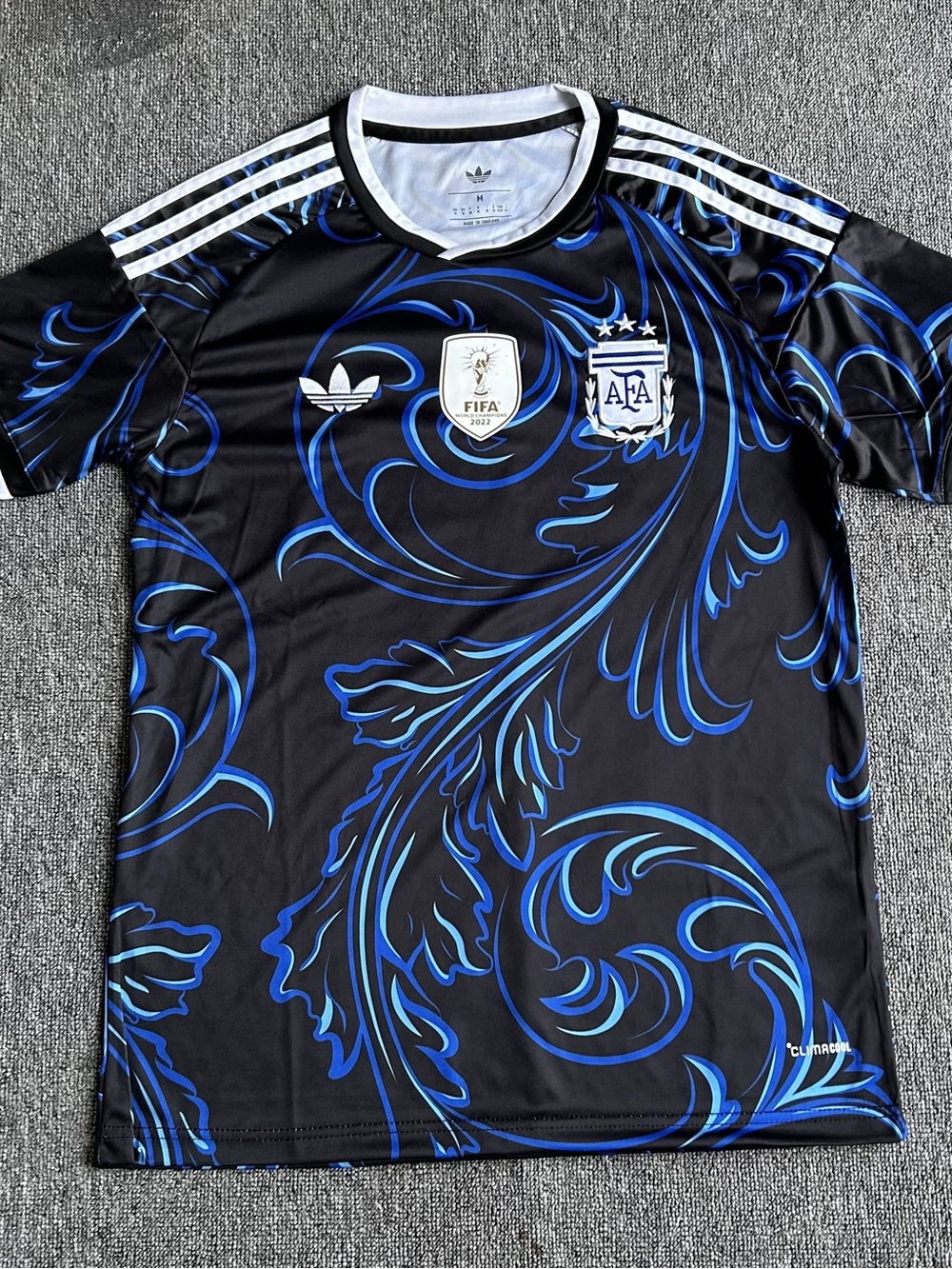 adidas Black Shirt with Blue Swirl Argentina Crest